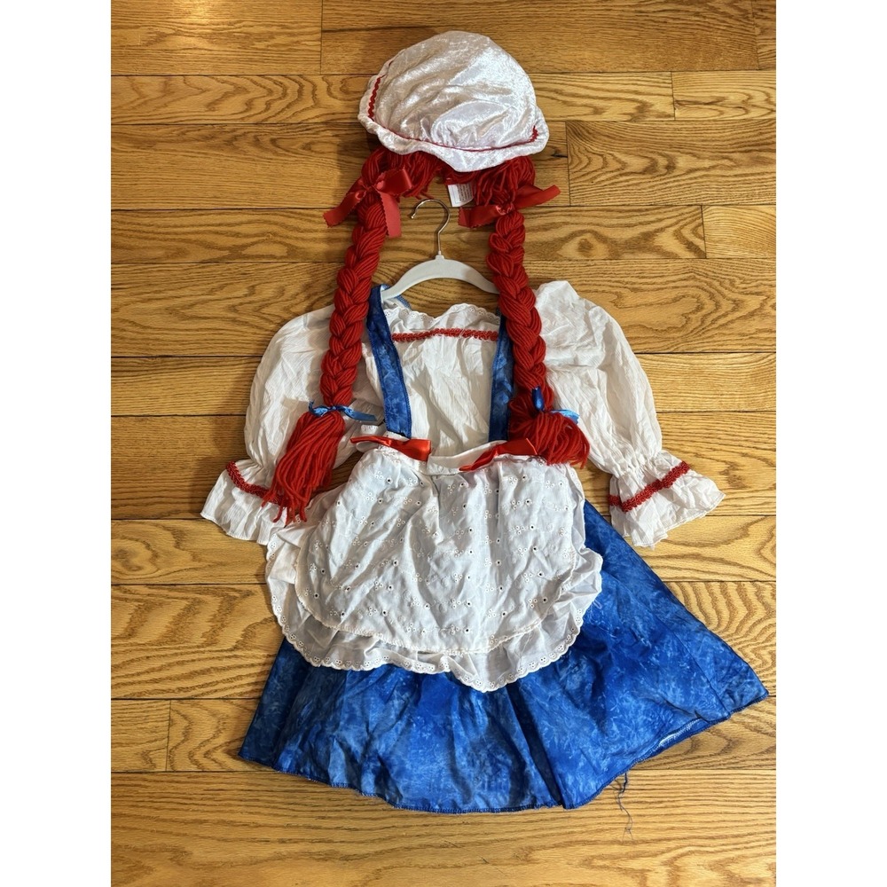Rubies Yarn Babies rag doll Costume-Ragedy Ann Toddler SZ Small 4-6 Wig & Dress - Picture 2 of 7